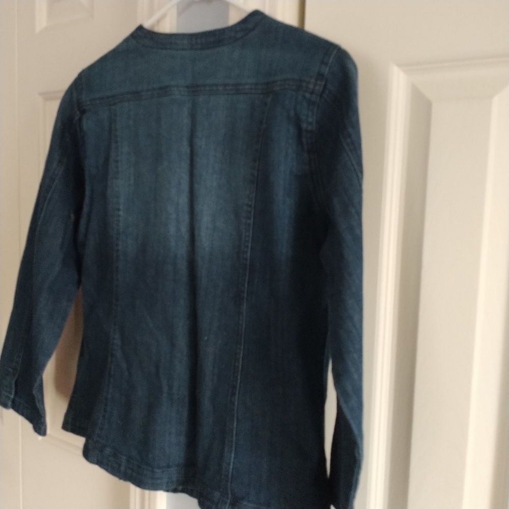 Joan Rivers Pearl & Crystal Trim Denim Jean Jacket XS - Picture 4 of 12